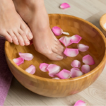 foot bath with rose leaves