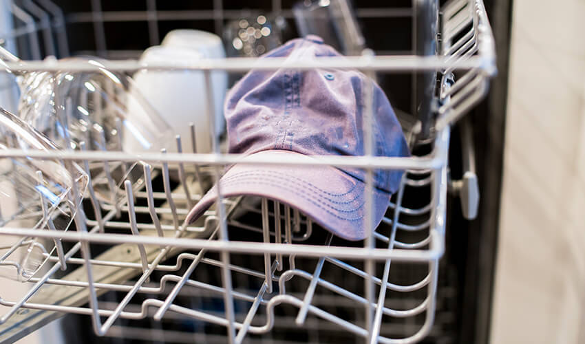 hat in the dishwasher